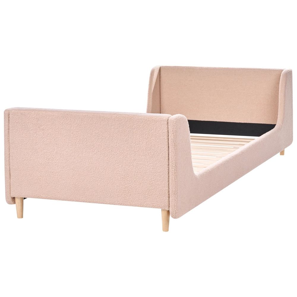 Letto singolo in bouclè rosa con base a doghe 90 x 200 cm Camera da letto Bambini Camera Moderna Tradizionale