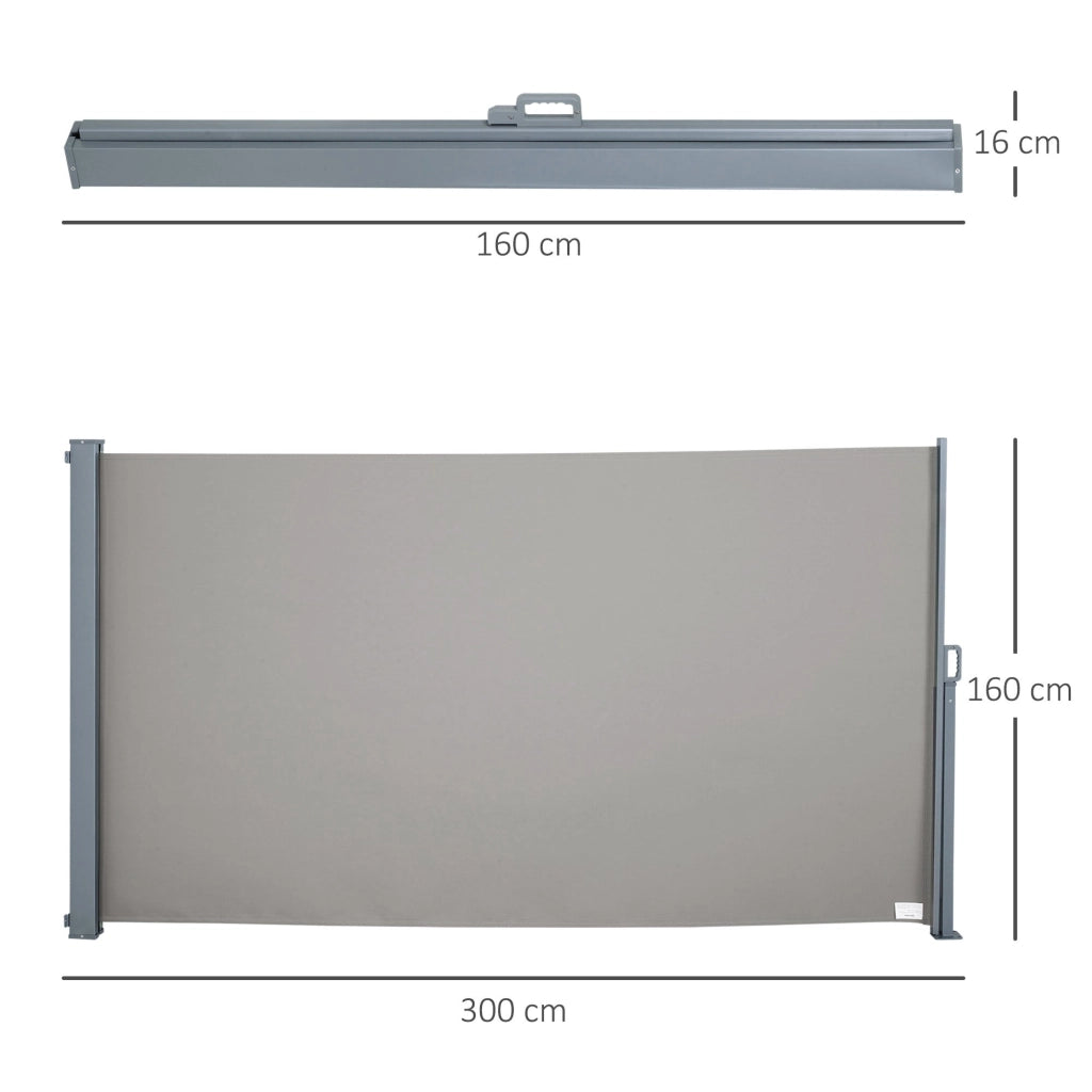 Tenda Laterale Frangivista da Giardino 3x1,60m in Alluminio e Tessuto  Grigio