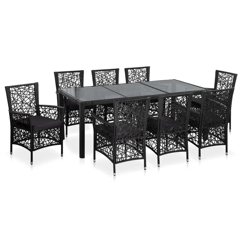Set da Pranzo da Giardino 9 pz in Polyrattan Nero cod mxl 34668