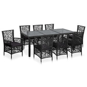 Set da Pranzo da Giardino 9 pz in Polyrattan Nero cod mxl 34668