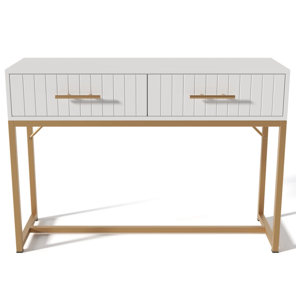 Tavolo trucco con 2 cassetti - Zephmum- 75x100x45 cm - Bianco