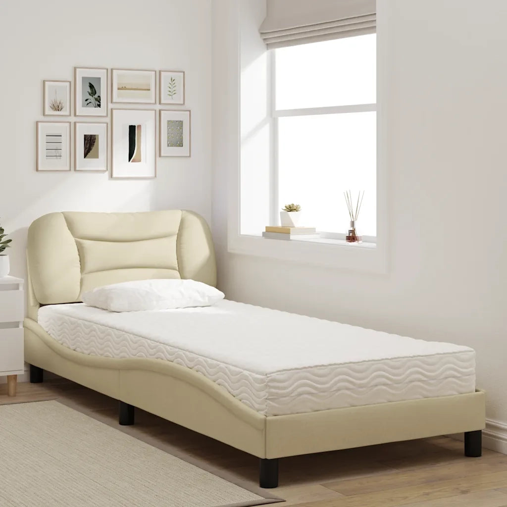 Letto con Materasso Crema 80x200 cm in Tessuto