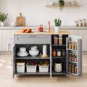 Carrello cucina con piano ribaltabile 120x44(70) cm in MDF grigio