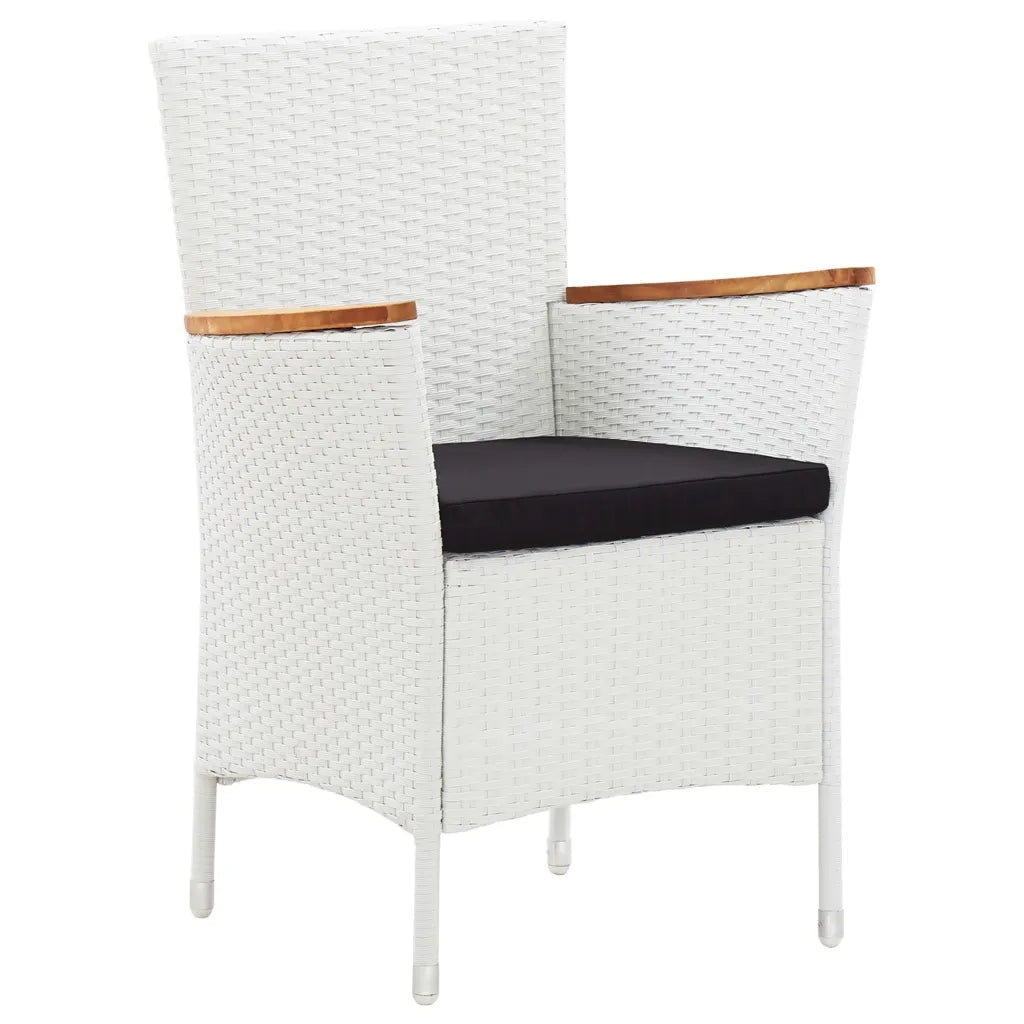 Set da Pranzo da Giardino 7 pz in Polyrattan Bianco 45981