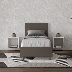 Letto Singolo 80x210 cm con Rete e Contenitore Adele Cappuccino