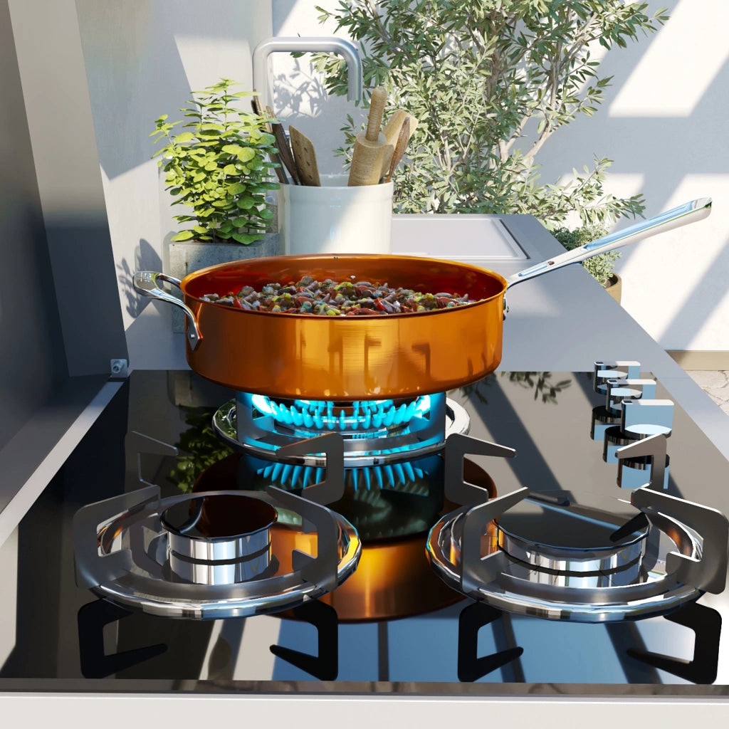 Set Cucina da Esterno a Gas 2 Elementi con 2 cassetti Estraibili - Struttura in Acciaio e Piano in Acciaio Inox - Nero