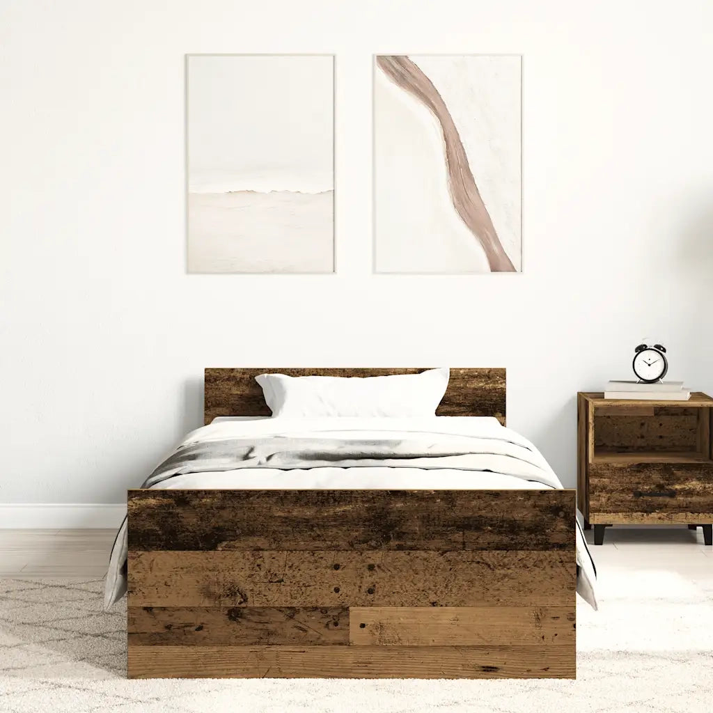 vidaXL Giroletto senza Materasso Legno Antico 90x190cm in Truciolato