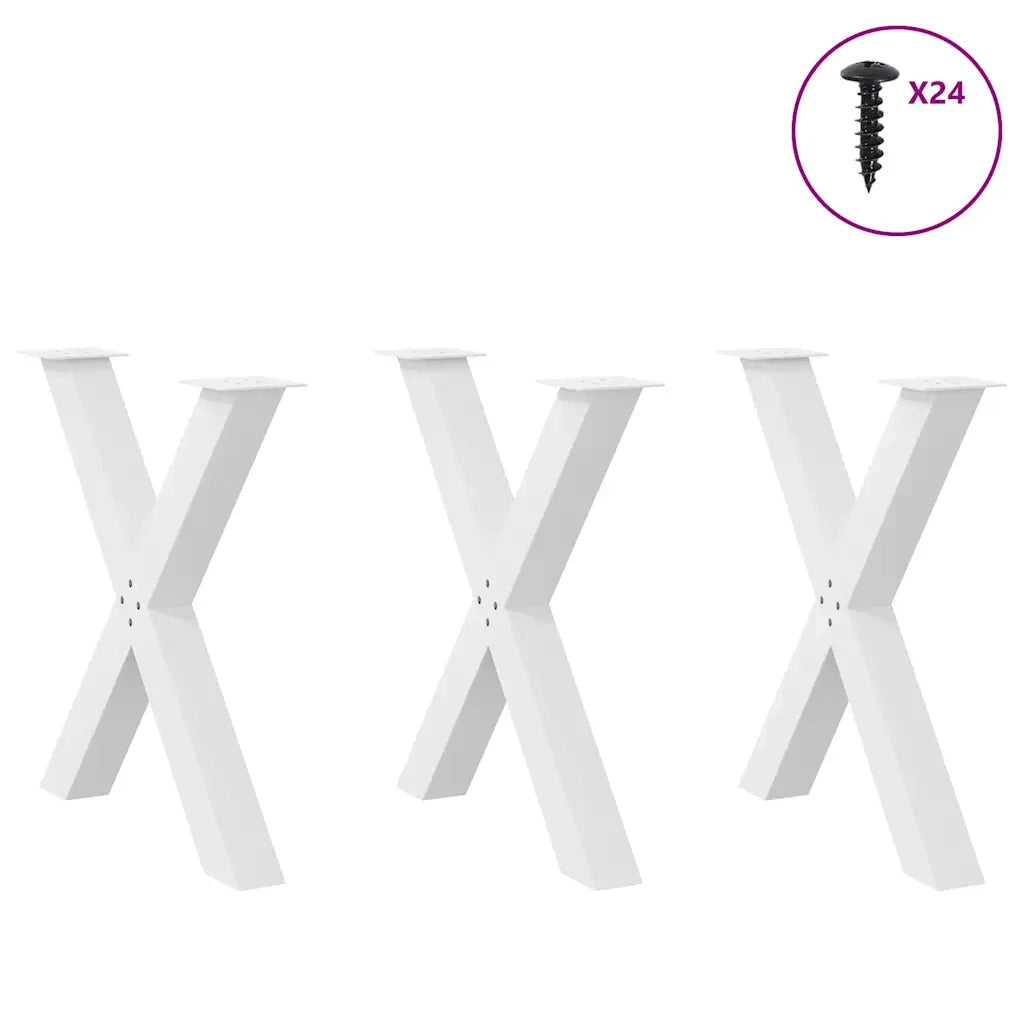 vidaXL Gambe per tavolo da pranzo a forma di X 3 pz bianche 80x(72-73) cm in acciaio