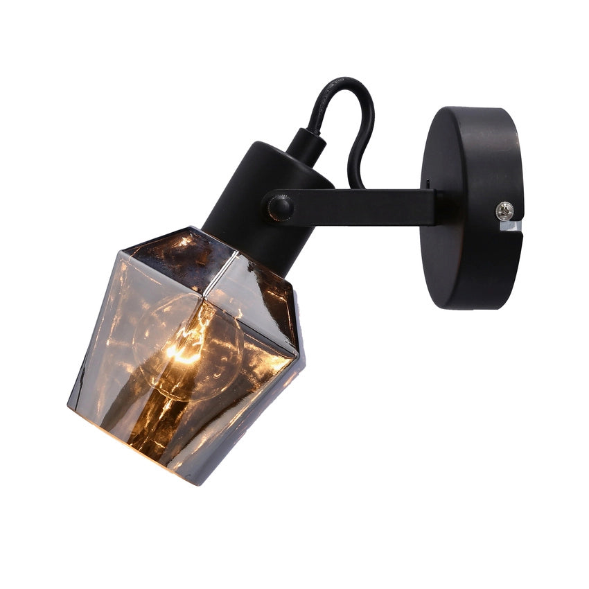 Applique da parete Candellux Randi nero vetro fumé E14 15W