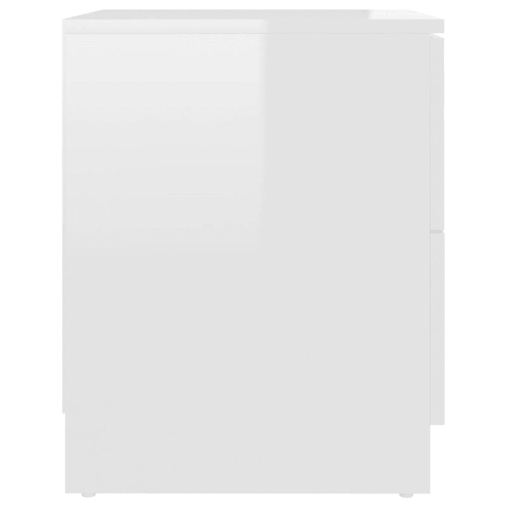 Comodini 2 pz Bianco Lucido 40x40x50 cm in Legno Multistrato 326736