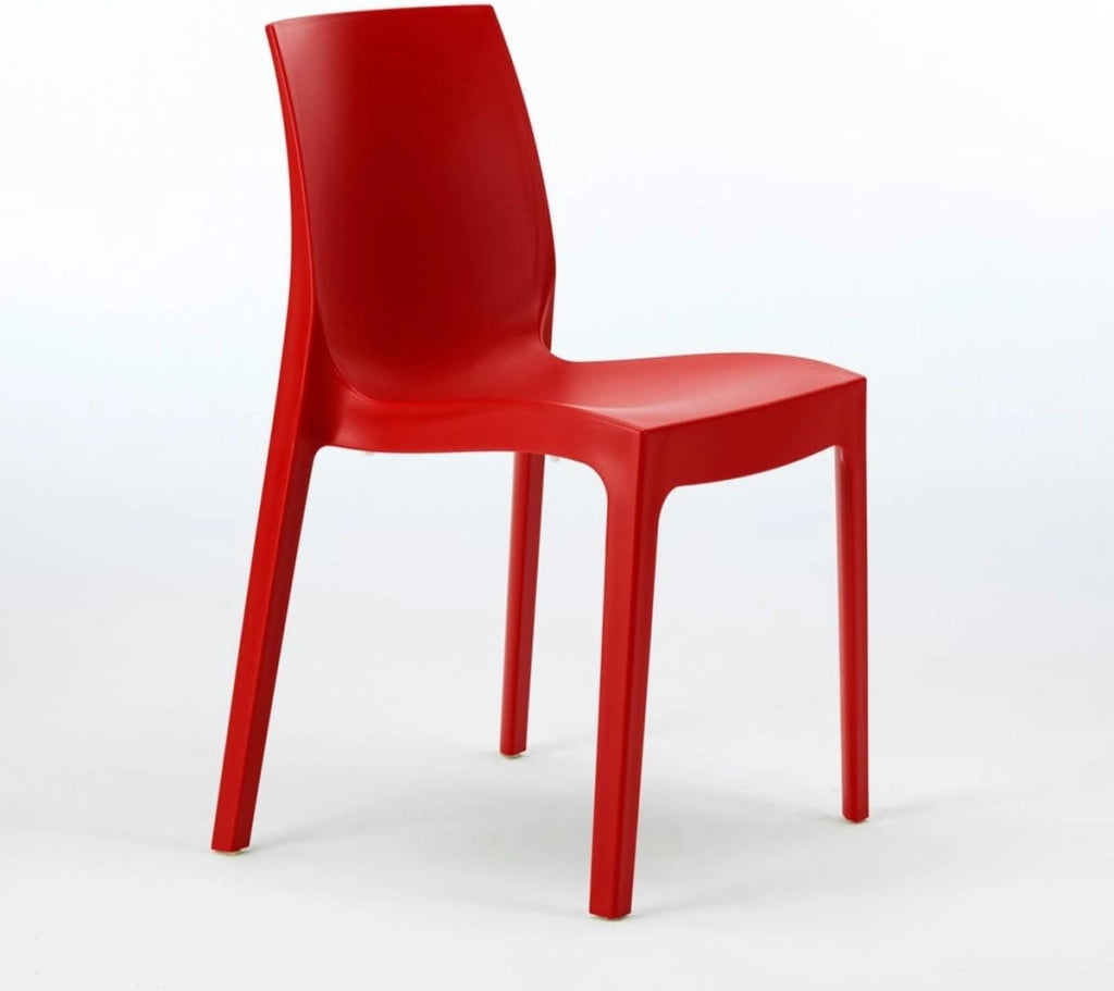 Boheme Roma Greenpol sedia impilabile, verde polimerico, rosso, 54 x 52 x 81 cm