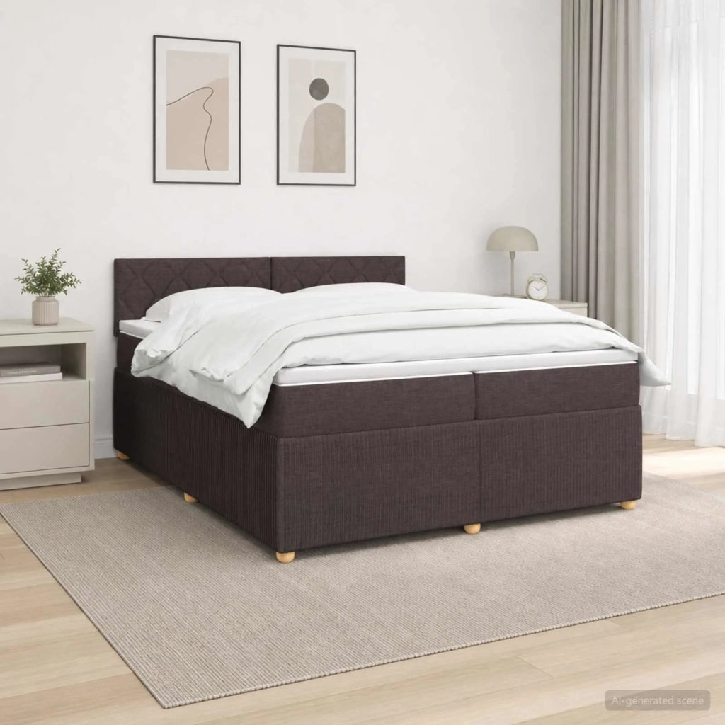 Letto box spring con materasso Marrone Scuro 200 x 200 cm 3453019