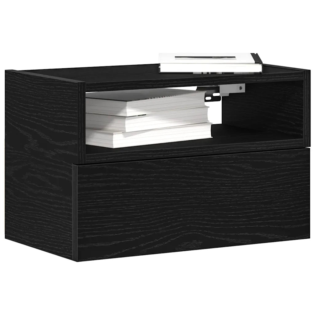 Comodino a Muro Nero 45x26x28,5 cm 858598
