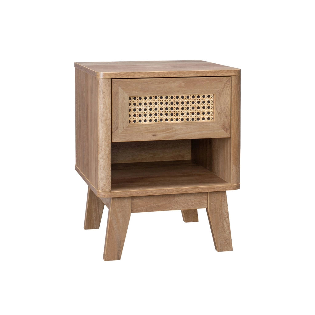 Comodino con 1 cassetto effetto legno e canna i sweeek