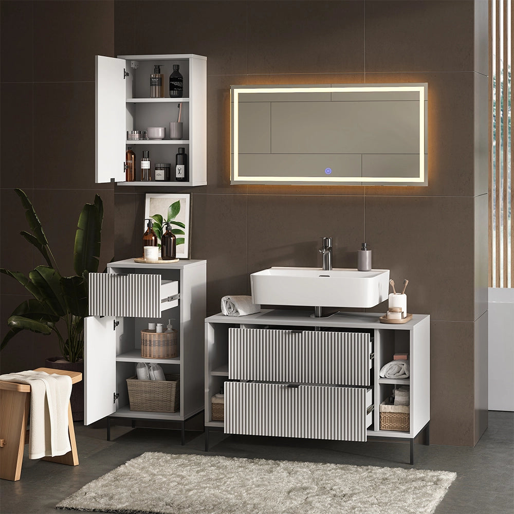 Vicco Set di mobili da bagno Grigio 4 parti