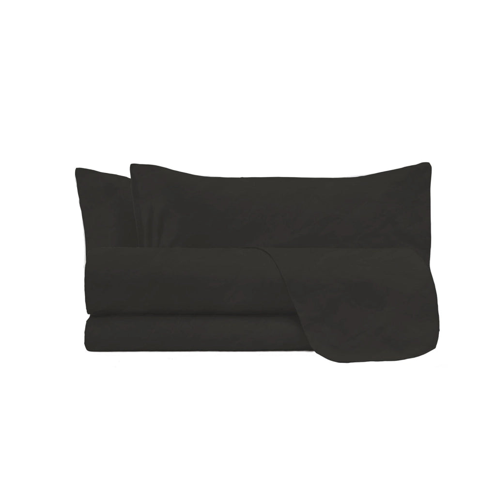 Set Lenzuola Matrimoniale Sopra Sotto e 2 Federe Linea Water Washed Marrone