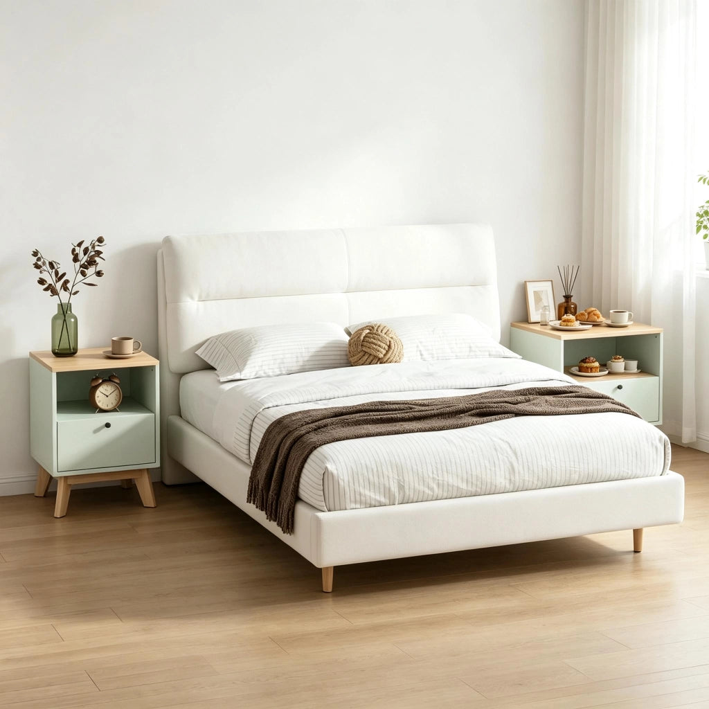 COMODINI Set da 2 pezzi con cassetto e vano aperto 40x40x55 cm MDF Verde Chiaro