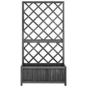 Fioriera | Cassetta per fiori | Vaso con Traliccio Nera 70x30x135 cm in Massello di Abete