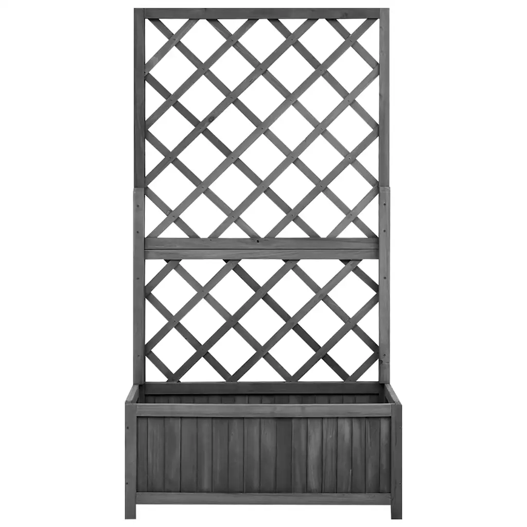 Fioriera | Cassetta per fiori | Vaso con Traliccio Nera 70x30x135 cm in Massello di Abete