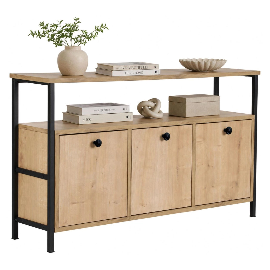 Madia Noda, Credenza 2 Ripiani, 120x30x77h cm Marrone Rovere