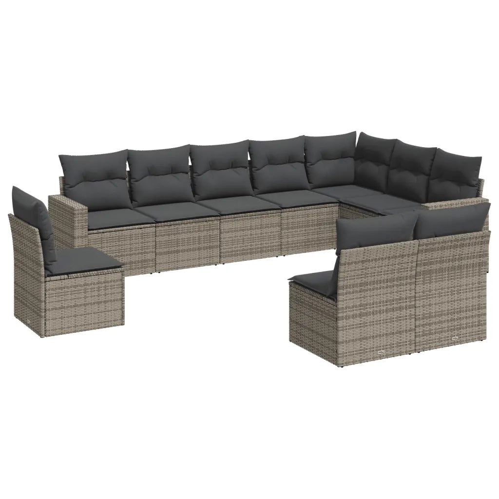 Set Divano da Giardino 10 pz con Cuscini Grigio in Polyrattancod mxl 111978