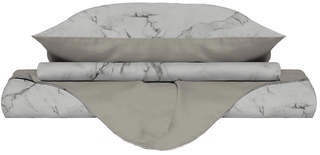 Copripiumino Matrimoniale con Federe Stampato in Microfibra Marble
