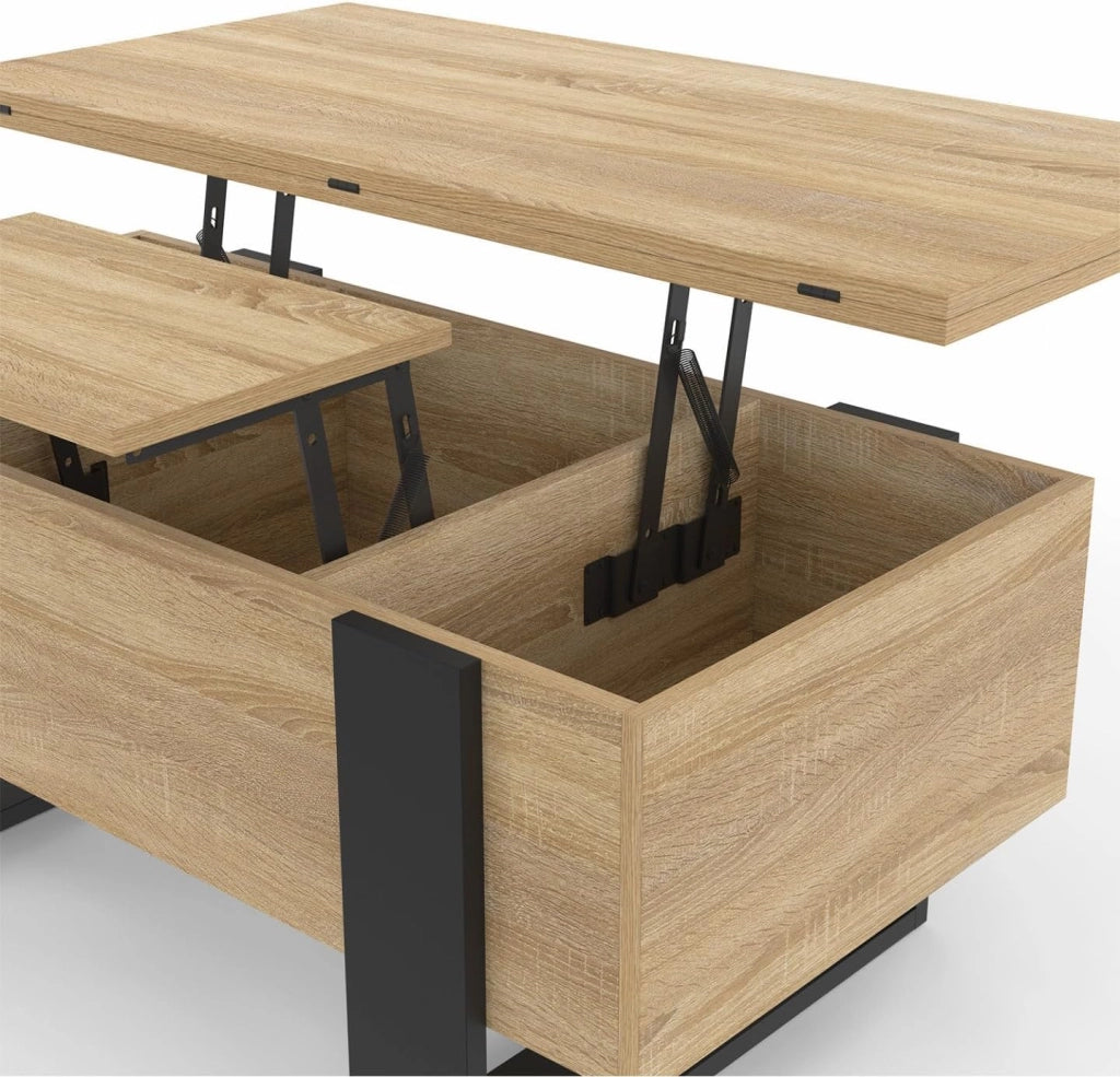 Tavolino rettangolare che si trasforma in un tavolo da pranzo di design industriale PHOENIX