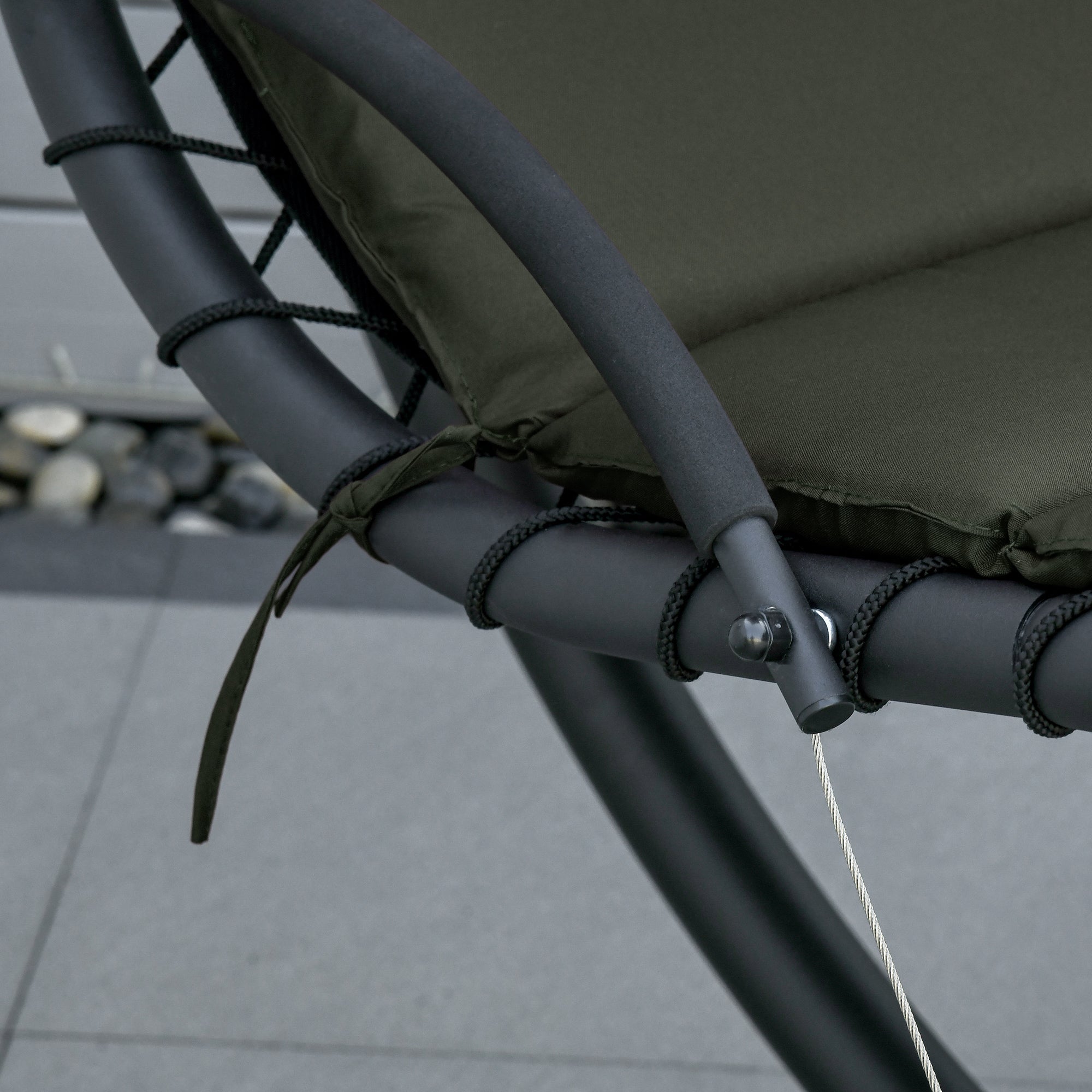 Sedia Dondolo Pensile Relax Chaise Longue con Tettuccio Grigio