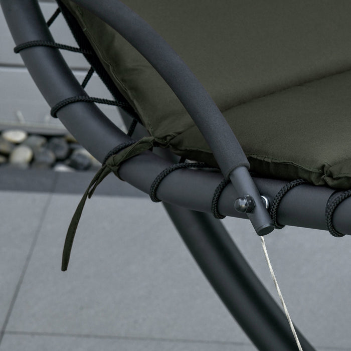 Sedia Dondolo Pensile Relax Chaise Longue con Tettuccio Grigio