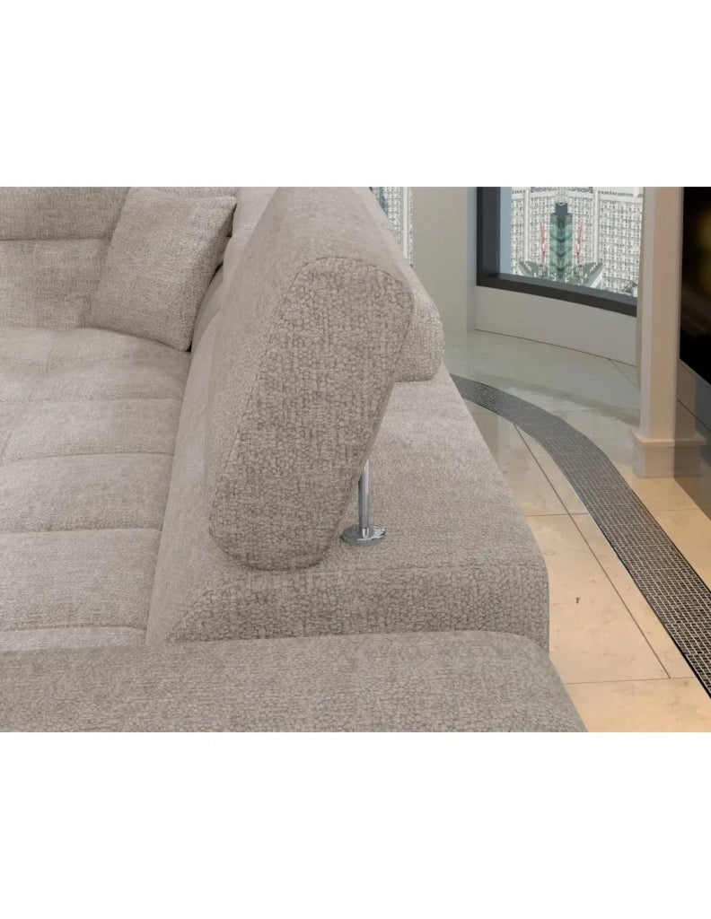 Divano angolare convertibile PALAZZO 4 posti beige – angolo destro con contenitore