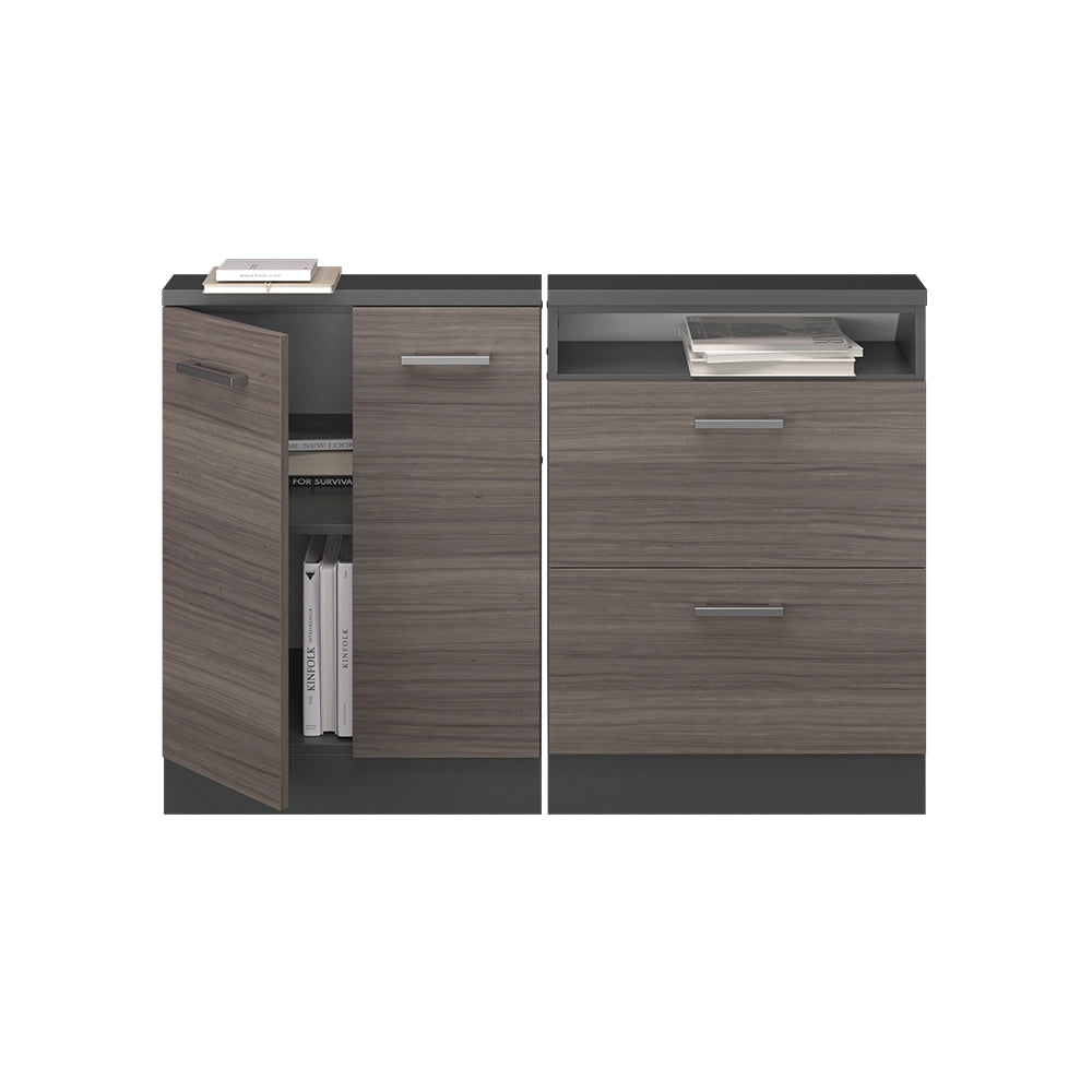Mobile cucina sottotetto R-Line Grigio nobile/Antracite 120 cm Set di 2 Vicco