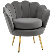 Poltrona Imbottita 76x67x74 cm in Tessuto Vellutato Grigio