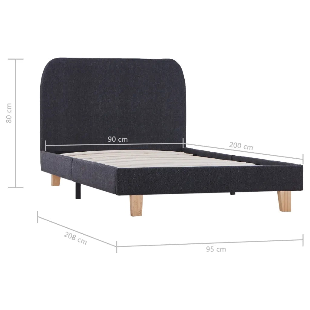 Giroletto senza Materasso Grigio Scuro 90x200 cm Tessuto 280866