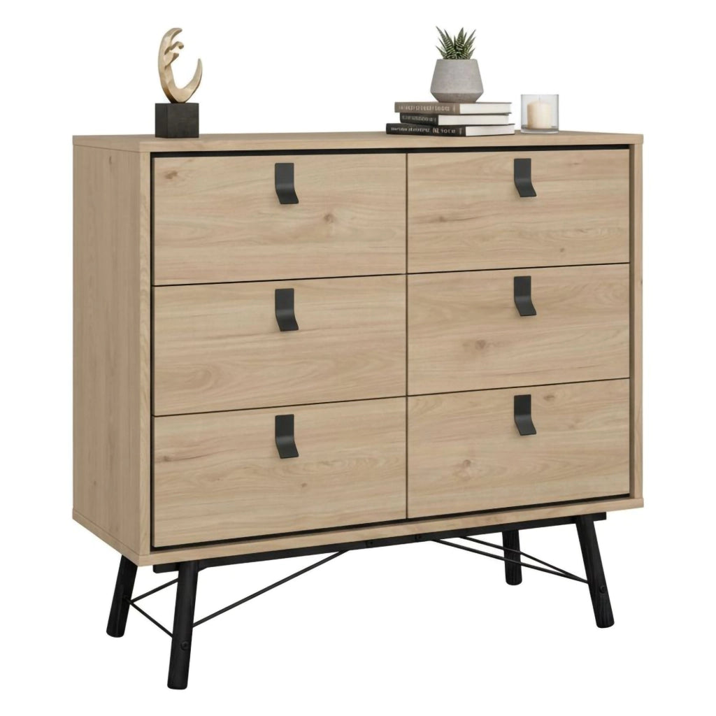 Credenza Maka, Buffet da soggiorno, Madia da salotto, Dispensa da cucina, 102x40 h95 cm, Rovere