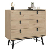 Credenza Maka, Buffet da soggiorno, Madia da salotto, Dispensa da cucina, 102x40 h95 cm, Rovere