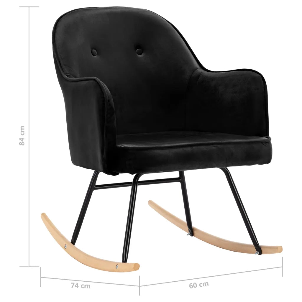 Sedia a Dondolo Nera in Velluto CFW7748572