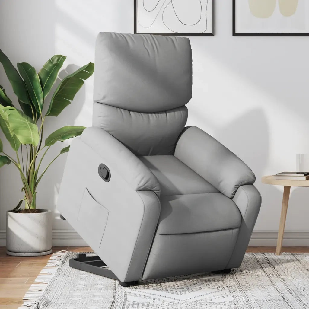 Poltrona | Sedia Relax Alzapersona Reclinabile Grigio Chiaro in Tessuto