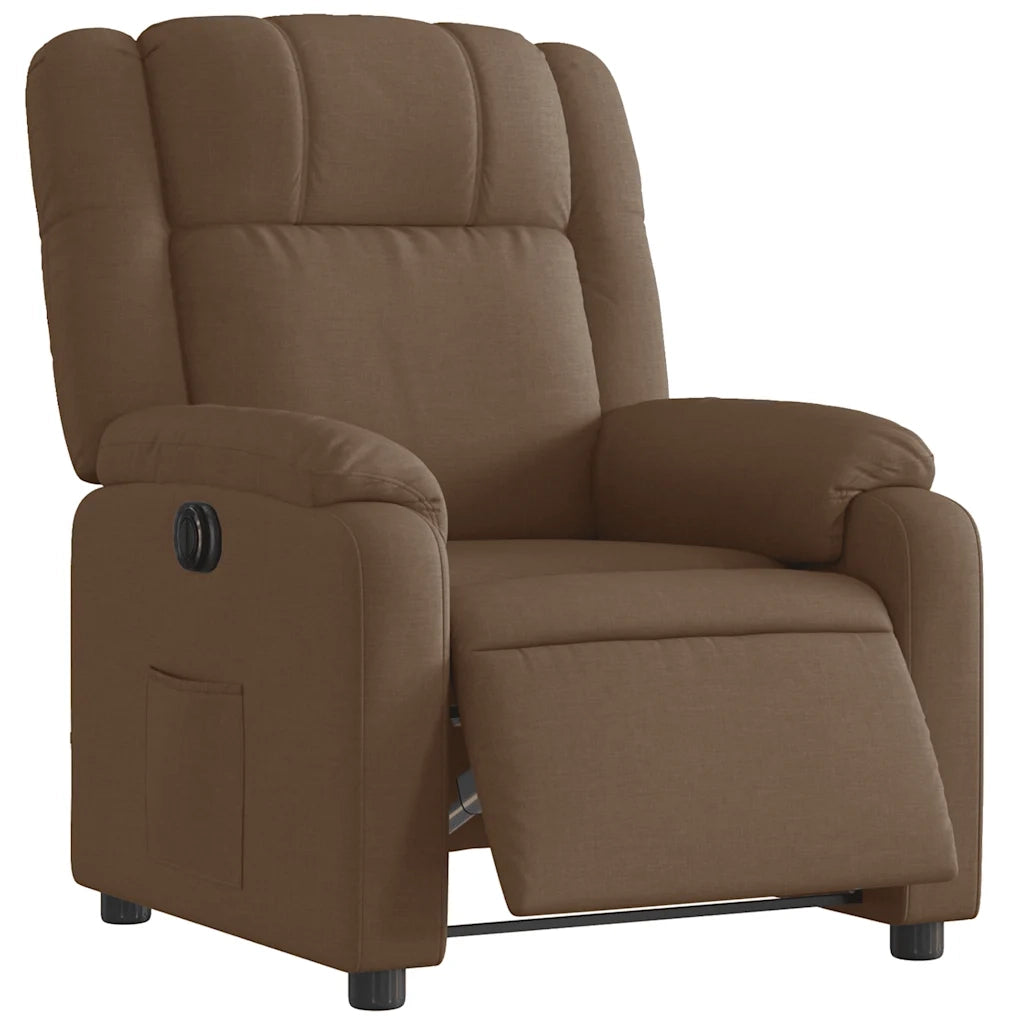 Poltrona | Sedia Relax Elettrica Reclinabile Marrone in Tessuto