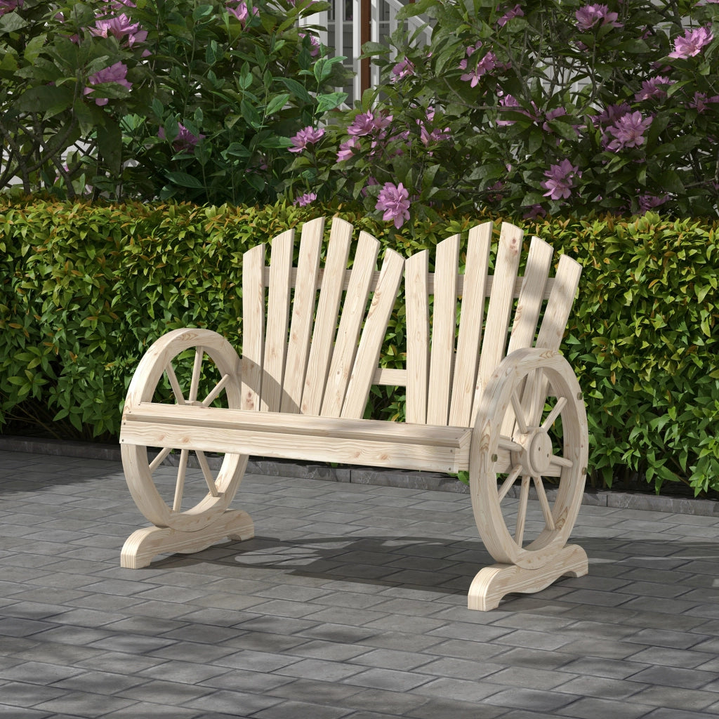 Panchina da giardino a 2 posti in legno naturale, 108 x 66 x 95 cm, portata 250 kg