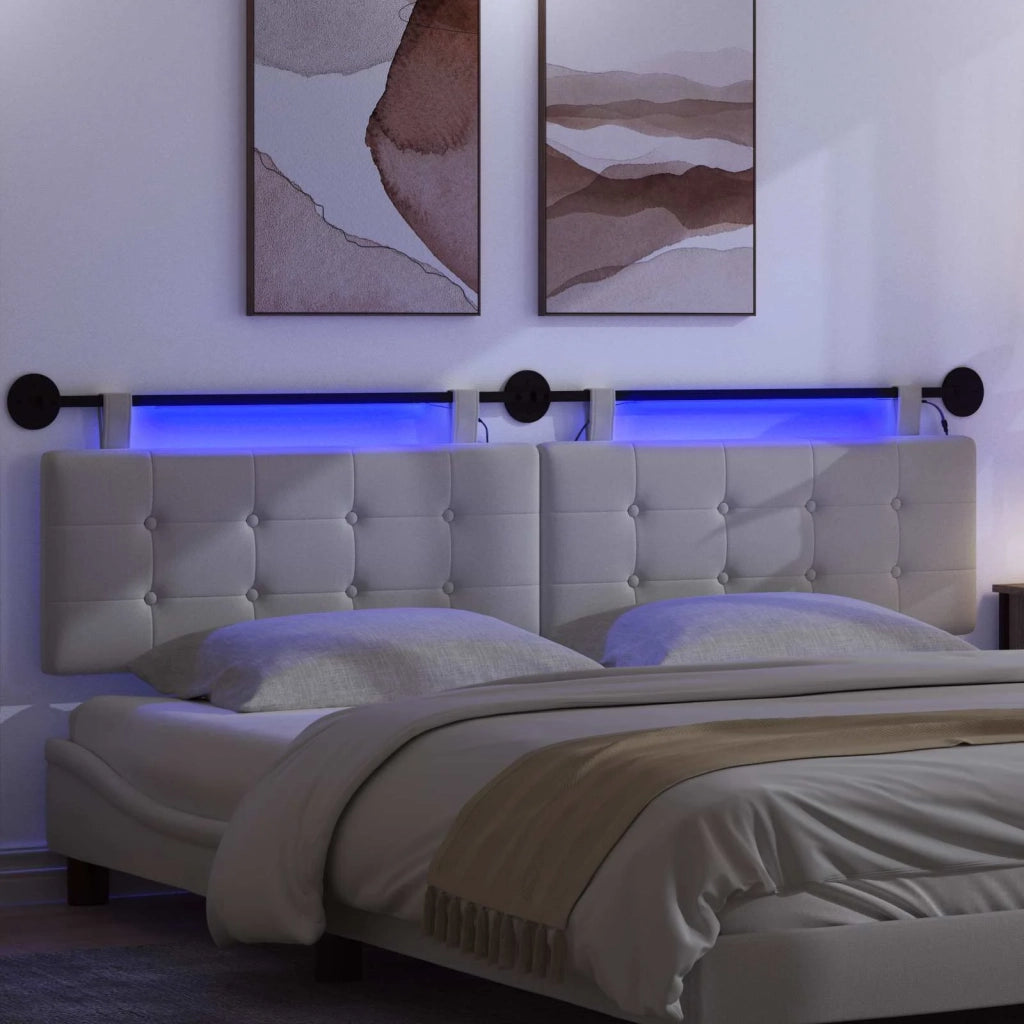 Testiera sospesa Con luce LED Bianco Tessuto