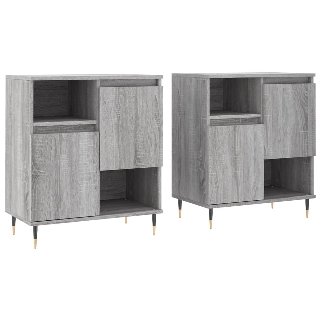 Buffet credenza cassettiera armadio mobile contenitore organizer cucina soggiorno salotti set di 2 legno ingegnerizzato Sonoma grigio 02_0036973