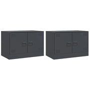 Mobile TV multimediale scaffale TV credenza mobile TV sala da pranzo soggiorno camera da letto 2 pezzi antracite 67 x 39 x 44 cm acciaio antracite 02_0028568