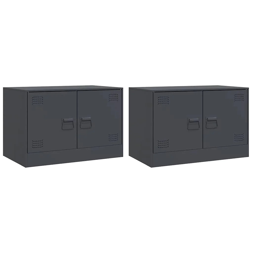 Mobile TV multimediale scaffale TV credenza mobile TV sala da pranzo soggiorno camera da letto 2 pezzi antracite 67 x 39 x 44 cm acciaio antracite 02_0028568