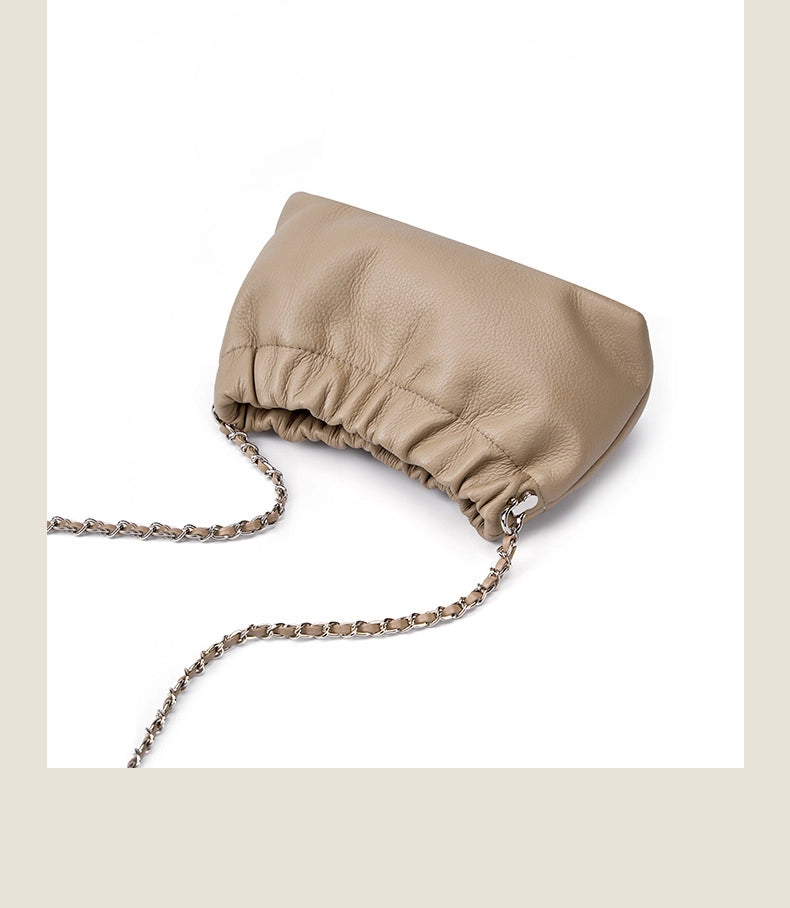 Borsa a tracolla da donna in vera pelle, colore grigio.