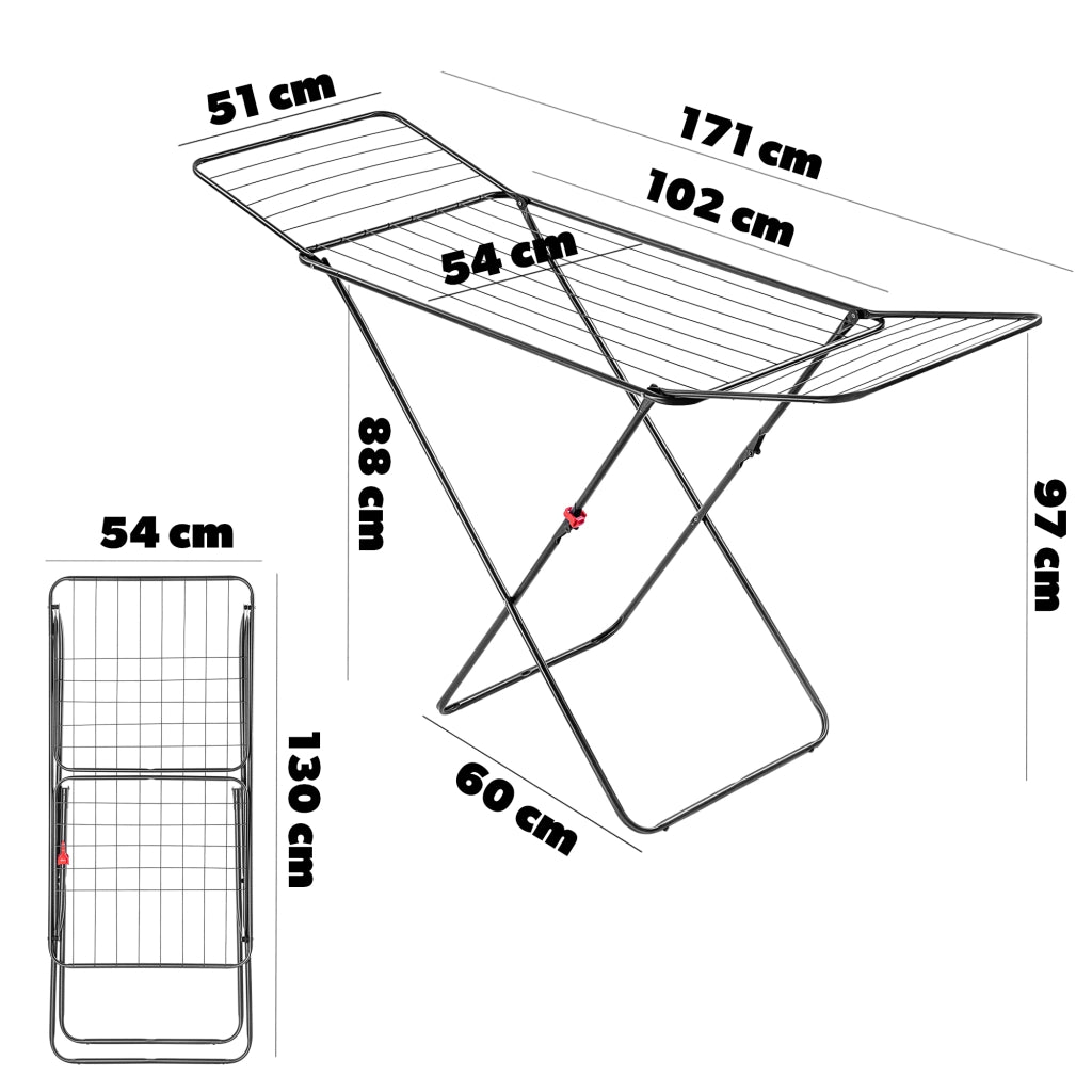 Stendibiancheria pieghevole grande KADAX, da terra, per balcone, 18 m