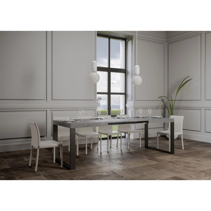 Tavolo allungabile 200/460x90 cm Tecno telaio Antracite - Cemento