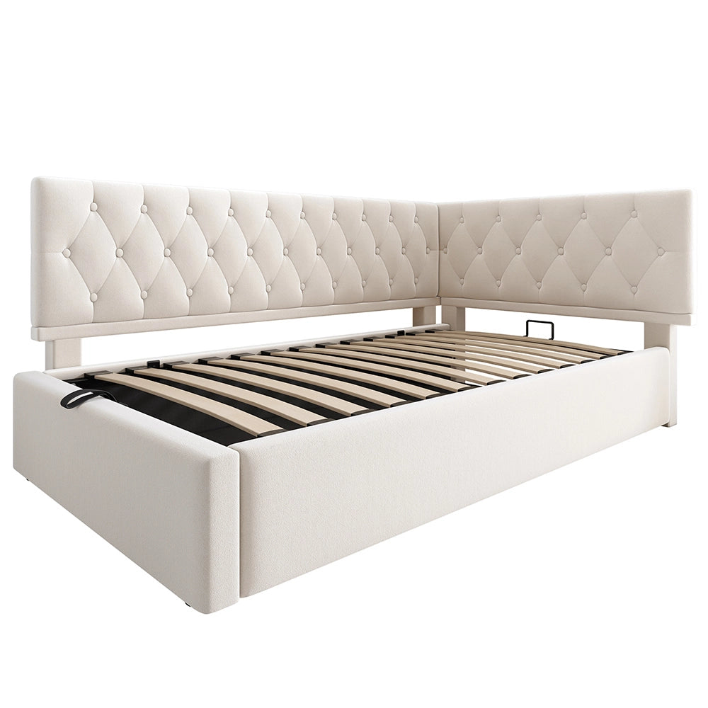 Daybed-Xylo-90x190 cm-idraulico, doghe, velluto beige