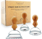 Set di 3 stampi per ravioli con manici in legno, timbro per ravioli e utensile per ravioli