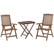 Set da balcone con 2 sedie da giardino regolabili in legno di acacia con schienale regolabile pieghevole in stile rustico