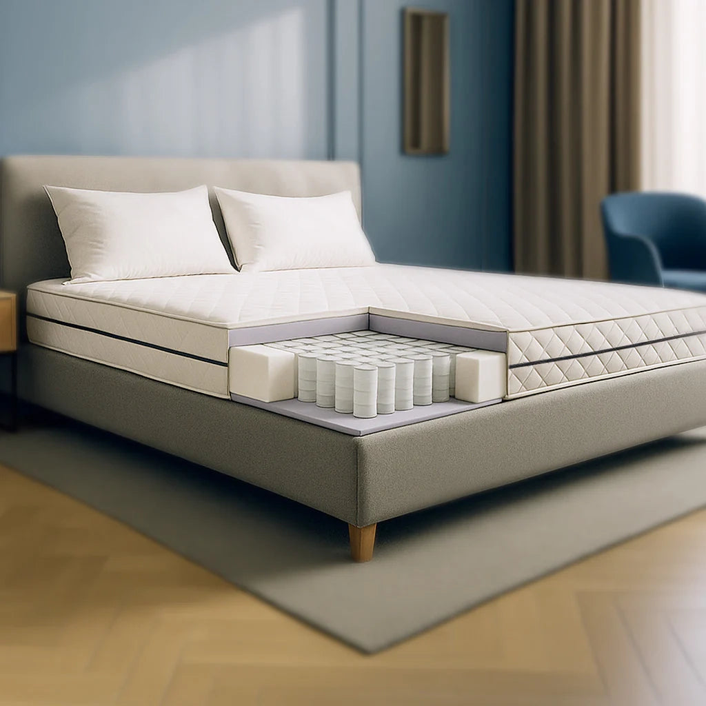 Materasso 180x200 con Molle Insacchettate e Waterfoam | Altezza 24 | Ortopedico e Ipoallergenico | Rivestimento Antiacaro e Antibatterico